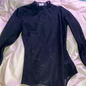 ARITZIA BABATON Sheer Black Mesh Bodysuit NWOT